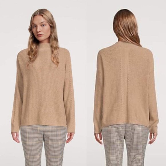 WHITE‎ + WARREN  Ribbed Mockneck Sweater Women Size Medium - Picture 1 of 7